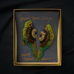 Rare vintage 1960s  peacock feather earrings